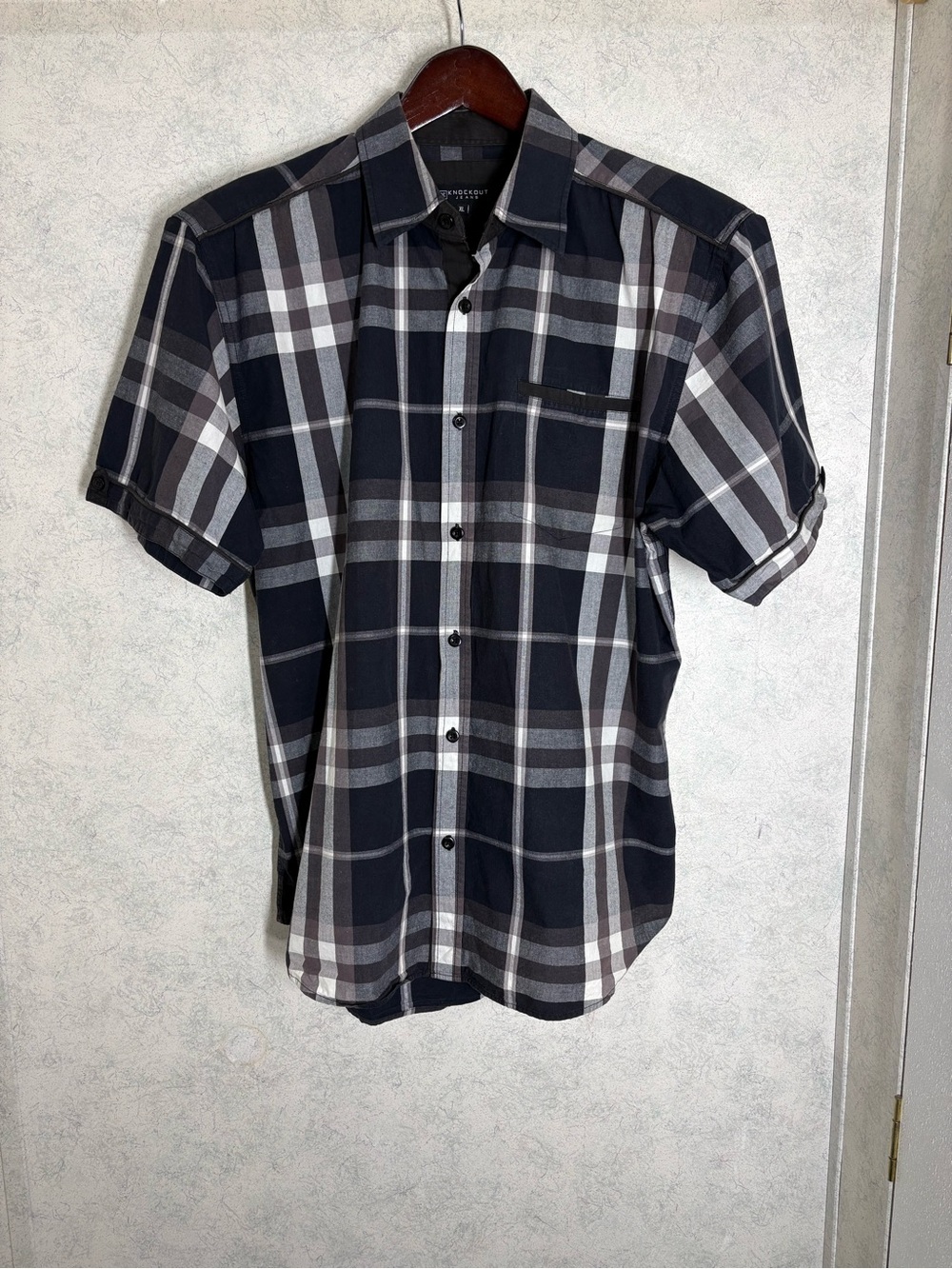 Knockout Jeans•Short•Sleeved•Cuffed•Banded•Shirt•XL•Trimmed Slip Chest Pocket•#1